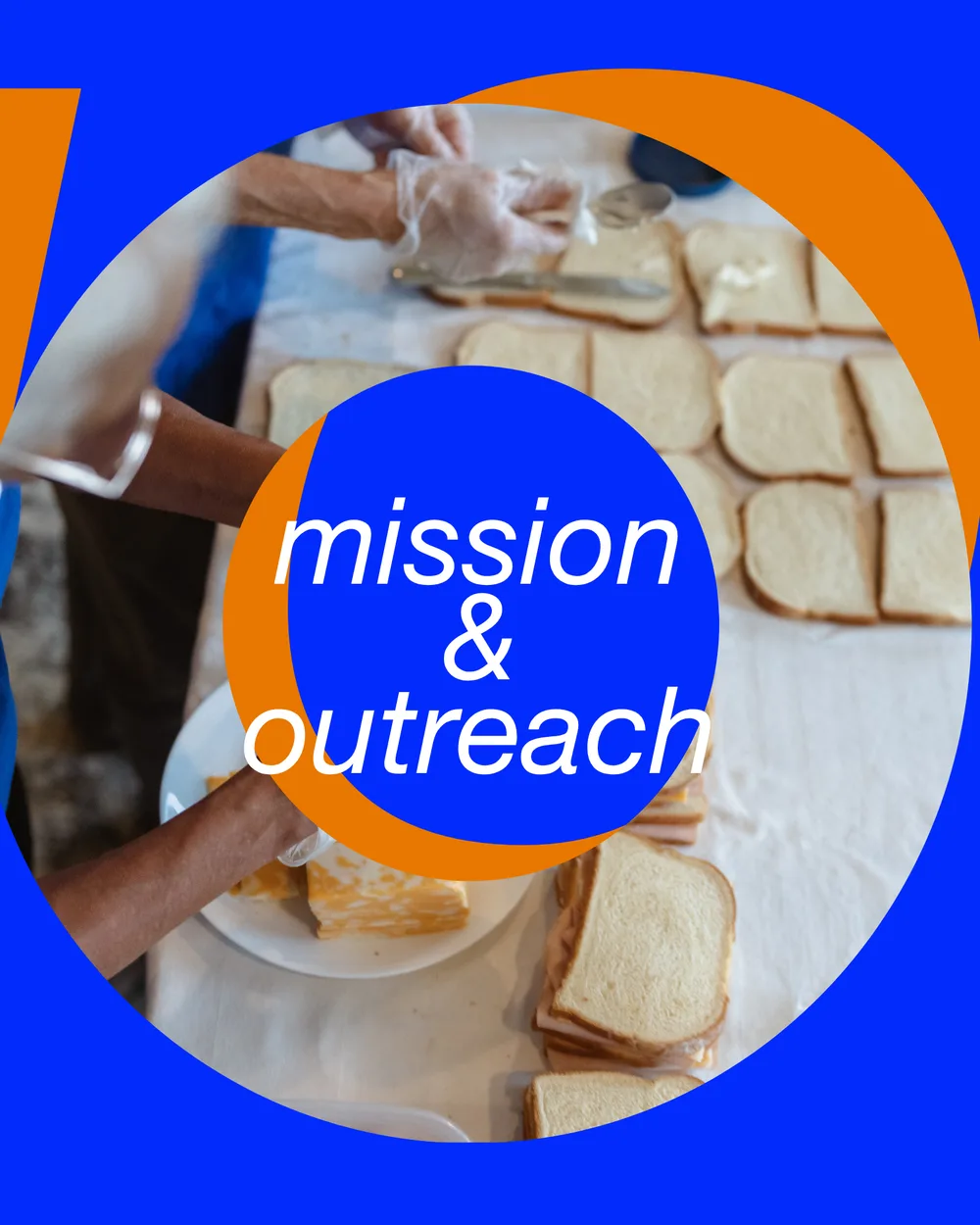 Hands passing communion bread